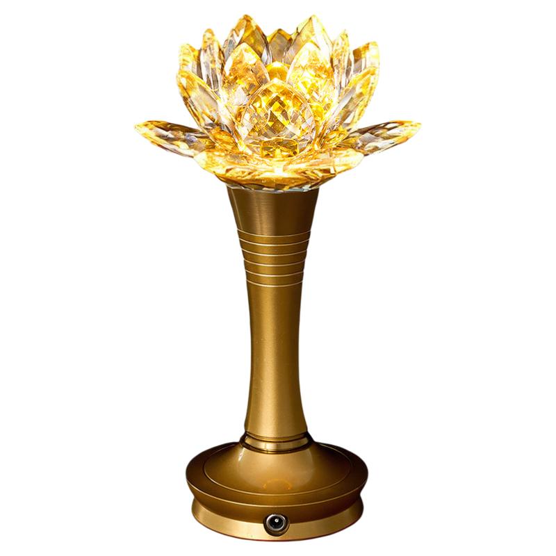 插电水晶莲花灯佛供灯一对佛堂神台灯长明灯led佛灯佛前供灯家用
