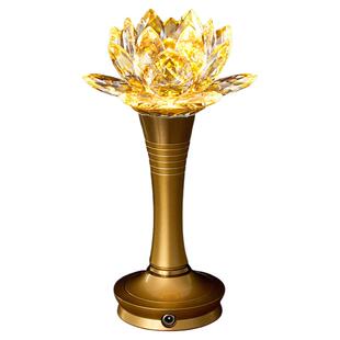 插电水晶莲花灯佛供灯一对佛堂神台灯长明灯led佛灯佛前供灯家用