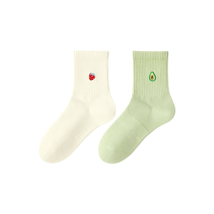 纯棉袜子女款春夏季薄款透气可爱中筒袜春款2026新款防臭无骨棉袜