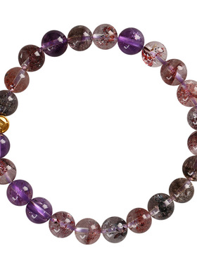 【收藏级】吉饰坊7A+彩超七巴西老料足金金币黄金水晶手链手串