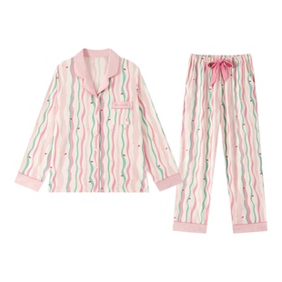 纯棉睡衣服2026正流行女款春秋带胸垫防凸点长袖长裤夏季家居女士