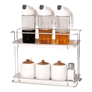 SDR双层调味架 304不锈钢厨房置物架 厨房用品收纳架调料架子层架
