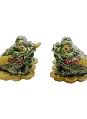 金蟾催财陶瓷风水茶盘造景工艺品