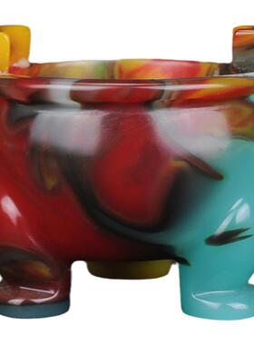 新品新疆和田羊脂七彩玉鼎小摆件 戈壁红白玉手把件 玉石蜀黍