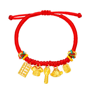 vana黄金锦衣玉食足金手链宝宝金饰黄金手绳婴儿小孩周岁满月礼物