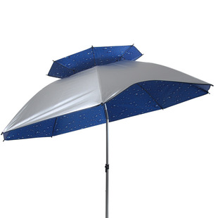 短节万向双层钓鱼伞大钓伞台钓渔伞三折叠防风晒雨伞遮阳加厚地插