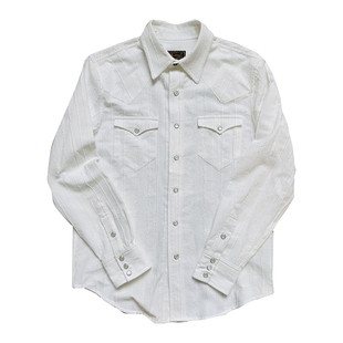 美式复古松石色扣西部衬衫独特肌理纯棉经典儒雅绅士长袖衬衣