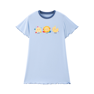 莫代尔儿童睡裙夏季薄款女童荷叶边短袖睡衣宝宝卡通家居服空调服