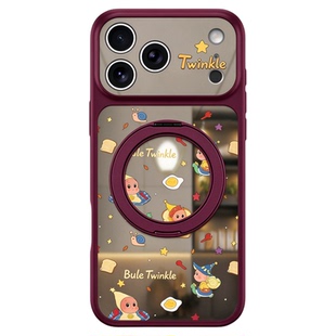 适用于苹果18promax新款星星人镜面支架手机壳iPhone18磁吸高级感17p散热16软边女15可爱13外壳防摔保护套Az