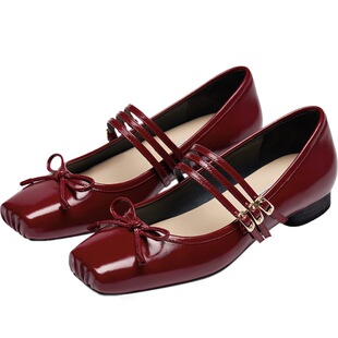 73hours女鞋可爱犯规2025春季新款芭蕾风红色玛丽珍鞋法式单鞋女