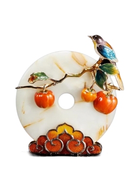 玉石平安扣玄关摆件玉石新中式