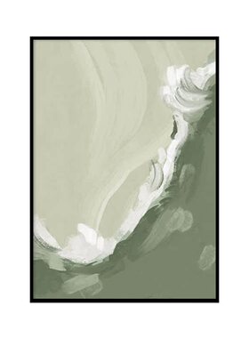 现代简约侘寂风莫兰迪绿色装饰画餐厅玄关走廊大幅抽象壁画落地画