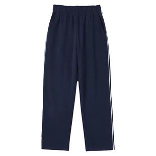 冬季加绒校服裤子初高中学生男女运动校裤一条杠直筒藏青色厚校裤