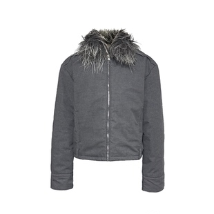 JCAESAR JACKET可拆卸水洗做旧毛领腰袢夹克 网格肌理 合身双色