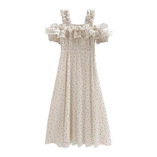 日本直邮日潮 GRL 波点花边露肩喇叭长款连衣裙 ru1165荷叶边雪纺