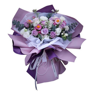 花中情 欧雅纸花束鲜花包装纸diy材料双色包装纸玫瑰欧亚纸防水纸