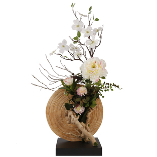 晶华造花新中式仿真花艺桌面摆件复古风格桌面玄关装饰品花艺套装