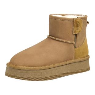 红蜻蜓雪地靴冬季新款女鞋加绒加厚一脚蹬棉鞋保暖防滑厚底短靴子