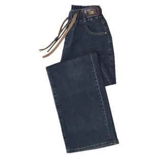 胖MM高腰松紧牛仔裤女2025年春季新款宽松大码显瘦垂感直筒阔腿裤