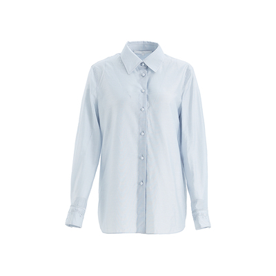 OBEG欧碧倩轻中式凤鸟纹国风刺绣长袖衬衫女春季内搭上衣10501035