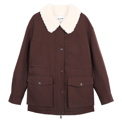 云团暖絮翻领派克服中长款外套