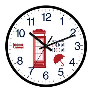 英伦风创意挂钟客厅钟表时尚家用时钟挂卧室静音扫秒石英钟免打孔