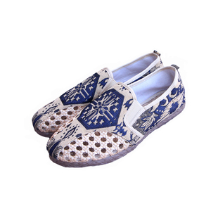 云南新泰式镂空牛筋底休闲民族风夏季透气男手工套脚低帮麻鞋单鞋