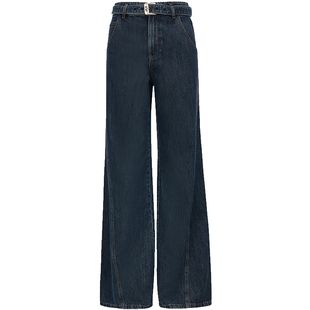 ONLY2025冬季新款通勤显瘦立体斜裁裤线宽松长裤喇叭裤牛仔裤女