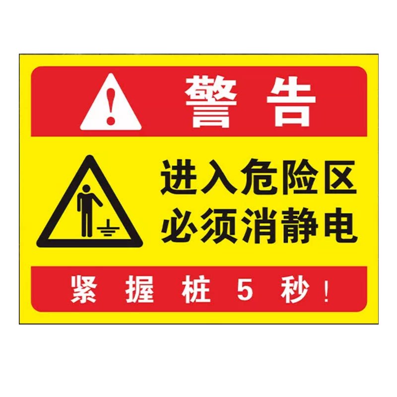 当心静电防护区安全警示标识牌