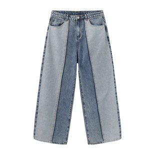 回力1927时装周同款牛仔裤男2026新款拼色直筒长裤子宽松潮流百搭