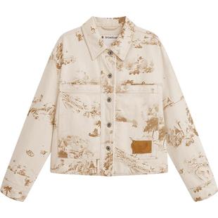 【播奥莱】播倪妮同款史迪奇系列牛仔短外套新款印花夹克上衣