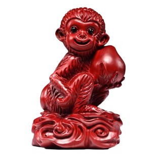 红花梨木雕刻猴子一对摆件十二生肖实木猴家居装饰送礼红木工艺品