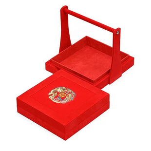 新娘陪嫁礼盒嫁妆盒手提篮红盒子结婚新婚大红喜箱宝宝满月提篮