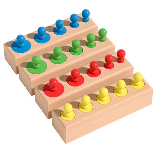 蒙氏教具插座圆柱体实木儿童积木感官蒙特梭利早教益智玩具2岁3岁