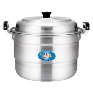 加厚纯铝双层大铝蒸锅铝制汤锅老式铝锅家用燃气烧水锅超大号煮锅