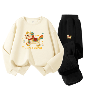 贵人鸟童装女童新年套装儿童2026新款过年衣服男大童马年卫衣卫裤