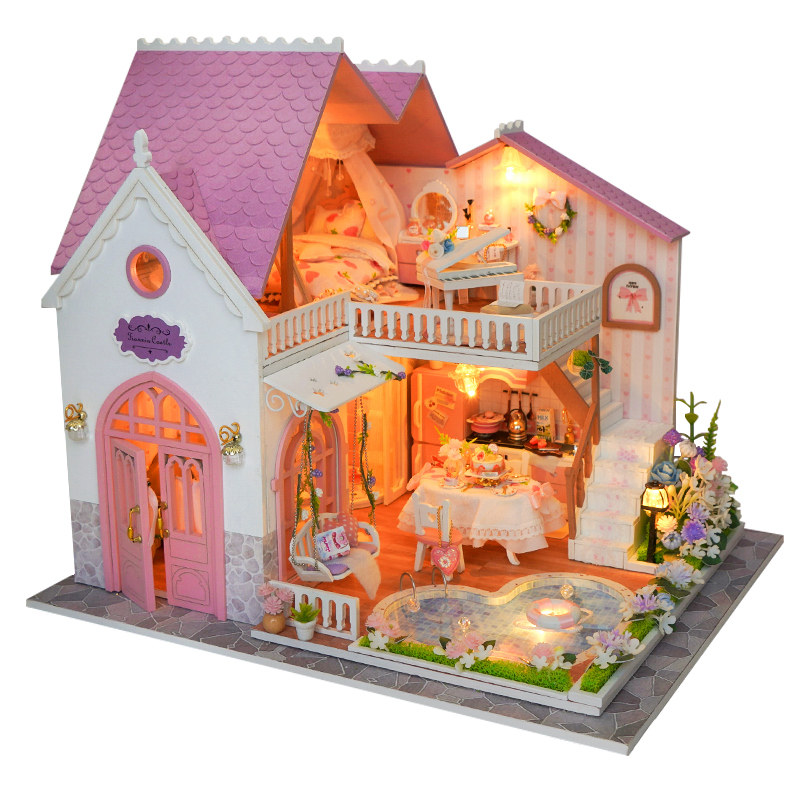 3D立体拼图DIY小屋粉色伊甸园