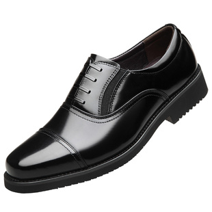真皮三接头皮鞋男士商务休闲牛皮军迷工作三节头保安鞋正装男鞋子