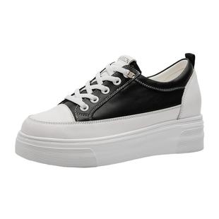 哈森小白鞋女百搭春夏平底矮子乐板鞋厚底内增高女鞋子HWC220161