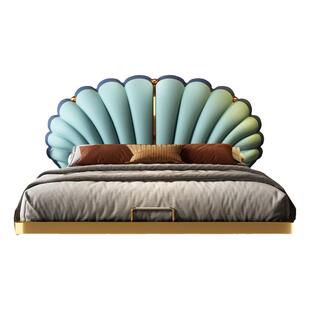 2026年新款悬浮轻奢真皮床主卧室高端大气1米8双人床大床2米x2米2