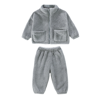 儿童法兰绒睡衣套装男童秋冬保暖