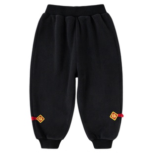 嘟嘟家宝宝裤子红色冬季儿童拜年服衣服加厚唐装男童喜庆礼服冬装