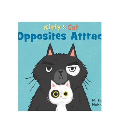 【预售】猫和猫异性相吸英文儿童语言概念启蒙进口原版书精装Kitty And Cat: Opposites Attract Mirka Hokkanen Candlewick Pre