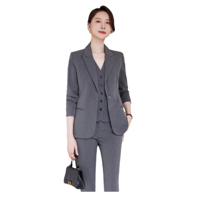 诗璐雅西服马甲三件套春秋季薄款