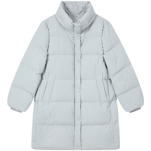 90%鹅绒BEANPOLE滨波 女士商务休闲宽松立领中长款立领羽绒服外套