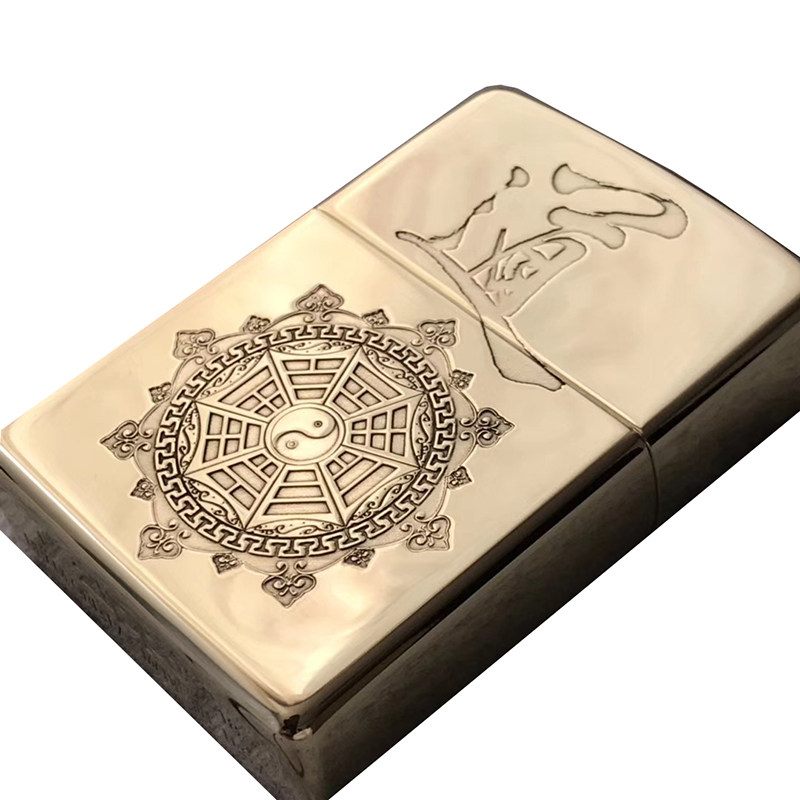 zippo美国纯铜雕刻清脆打火机