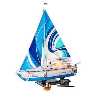 Funwhole户外度假系列帆船拼搭积木桌面摆件灯光积木益智玩具礼物