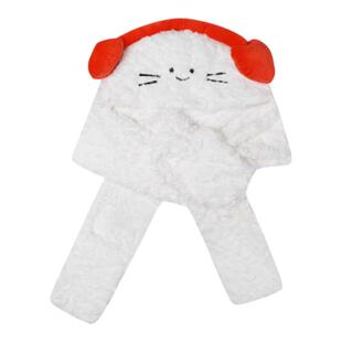 馨帮帮护耳围脖帽子手套一体冬季毛绒保暖百搭可爱猫咪连帽围巾女