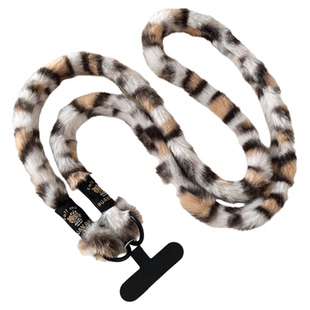 奈思超好看豹纹手机挂绳毛绒绒柔软可爱背带冬天斜挎方可背挂件包包防丢绳带垫片小众时尚背绳相机创意挂饰壳