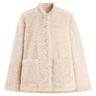 曼加塔【山岚煮雪】新中式羊皮毛一体拉贡皮草外套5120399